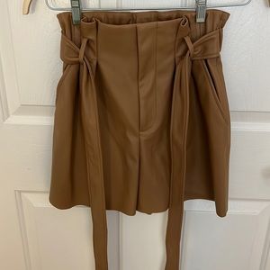 Zara pleather brown shorts
